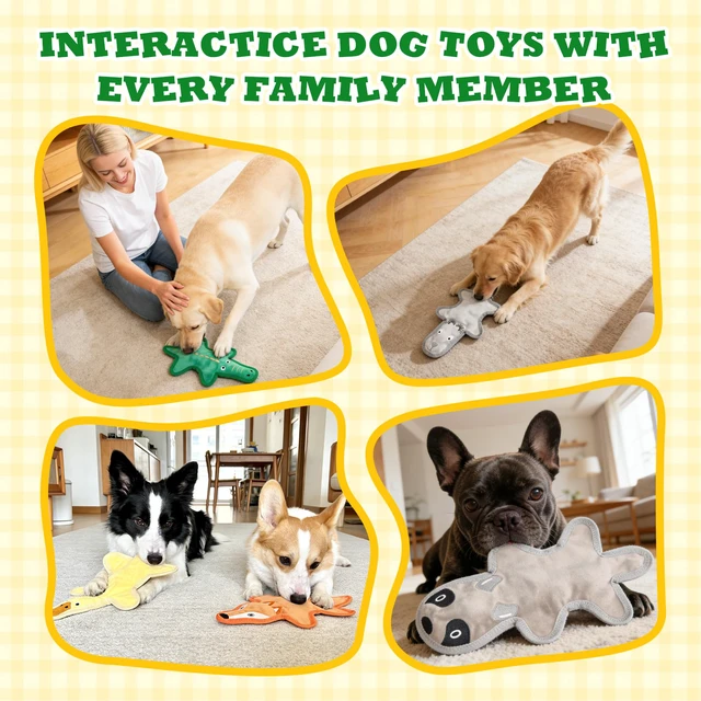 Alt view image 6 of 7 - No Stuffing Dog Toys, Tough Durable Plush Chew Toy for Boredom and Teething, Squeaky Dog Toys for Small Medium Large Dogs to Keep Them Busy (5 Pack)