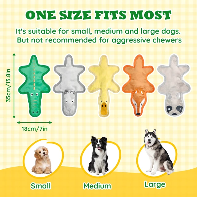 Alt view image 5 of 7 - No Stuffing Dog Toys, Tough Durable Plush Chew Toy for Boredom and Teething, Squeaky Dog Toys for Small Medium Large Dogs to Keep Them Busy (5 Pack)