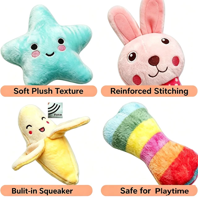 Alt view image 3 of 7 - Squeaky Dog Toys for Small Medium Dogs, 9 Pack Stuffed Puppy Teething Toys | Assorted Soft Plush Dog Toys Bundle, Built-In Squeakers, For Puppies Entertainment & Interactive Play