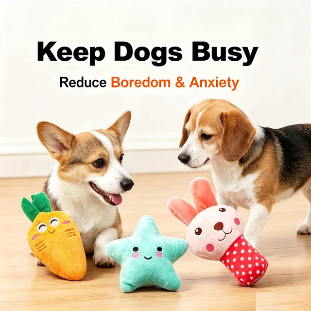 Alt view image 6 of 7 - Squeaky Dog Toys for Small Medium Dogs, 9 Pack Stuffed Puppy Teething Toys | Assorted Soft Plush Dog Toys Bundle, Built-In Squeakers, For Puppies Entertainment & Interactive Play