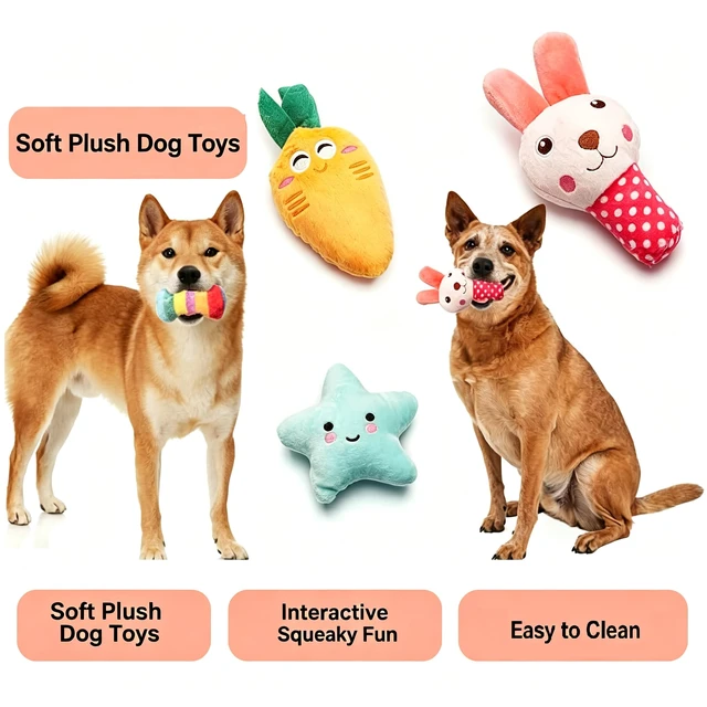 Alt view image 4 of 7 - Squeaky Dog Toys for Small Medium Dogs, 9 Pack Stuffed Puppy Teething Toys | Assorted Soft Plush Dog Toys Bundle, Built-In Squeakers, For Puppies Entertainment & Interactive Play