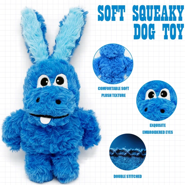 Alt view image 3 of 7 - Donkey Squeaky Plush Dog Toy for Small Medium Large Dogs, Blue | Stuffed Plush, Crinkle, Squeaky, Lightweight, For Tug and Chew, Indoor Outdoor Play Keep Dog Busy, Birthday Gift
