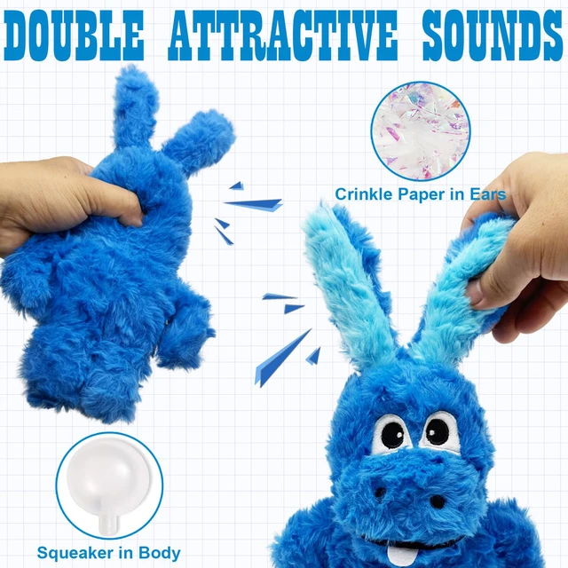 Alt view image 2 of 7 - Donkey Squeaky Plush Dog Toy for Small Medium Large Dogs, Blue | Stuffed Plush, Crinkle, Squeaky, Lightweight, For Tug and Chew, Indoor Outdoor Play Keep Dog Busy, Birthday Gift