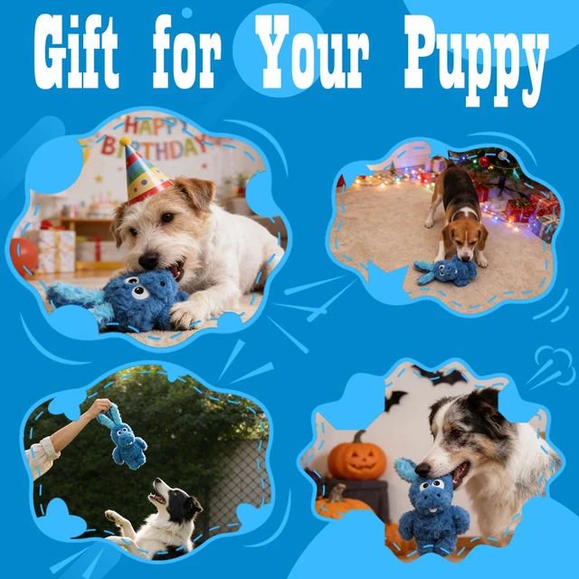 Alt view image 5 of 7 - Donkey Squeaky Plush Dog Toy for Small Medium Large Dogs, Blue | Stuffed Plush, Crinkle, Squeaky, Lightweight, For Tug and Chew, Indoor Outdoor Play Keep Dog Busy, Birthday Gift