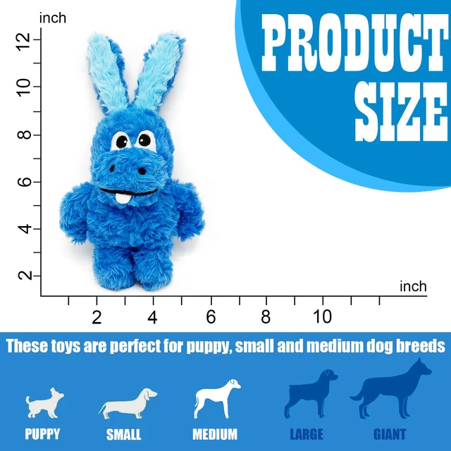 Alt view image 6 of 7 - Donkey Squeaky Plush Dog Toy for Small Medium Large Dogs, Blue | Stuffed Plush, Crinkle, Squeaky, Lightweight, For Tug and Chew, Indoor Outdoor Play Keep Dog Busy, Birthday Gift