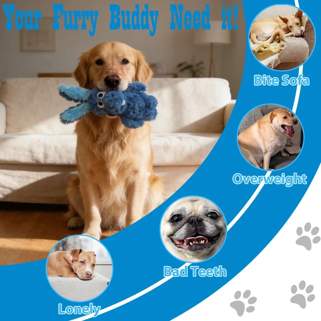 Alt view image 7 of 7 - Donkey Squeaky Plush Dog Toy for Small Medium Large Dogs, Blue | Stuffed Plush, Crinkle, Squeaky, Lightweight, For Tug and Chew, Indoor Outdoor Play Keep Dog Busy, Birthday Gift
