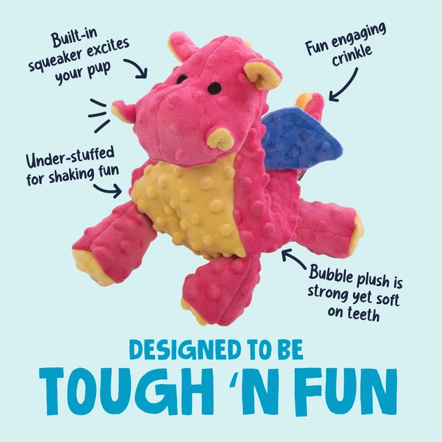 Alt view image 2 of 7 - Bubble Plush Dragons Squeaky Dog Toy, Chew Guard Technology - Coral, Large
