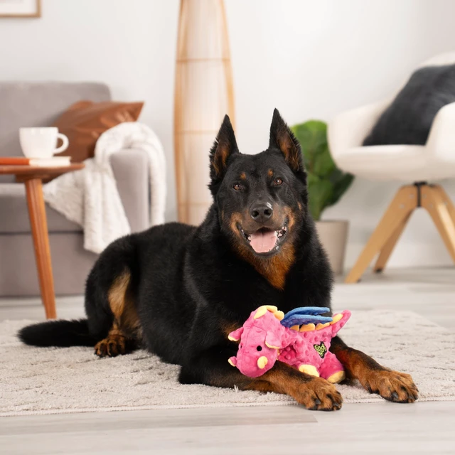 Alt view image 7 of 7 - Bubble Plush Dragons Squeaky Dog Toy, Chew Guard Technology - Coral, Large