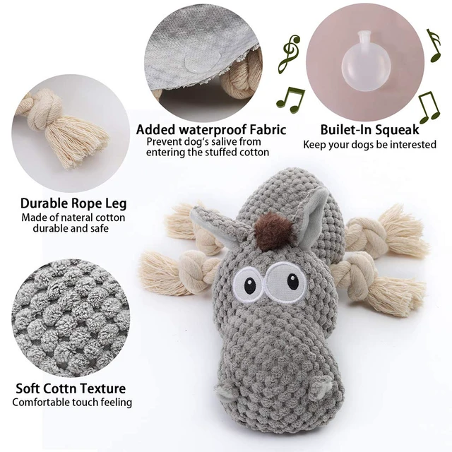 Alt view image 2 of 5 - Dog Toy, Large Dog Squeaky Toys, Stuffed Animal Dog Plush Toy for Puppy, Small, Middle, Large Dogs (Donkey(Grey))