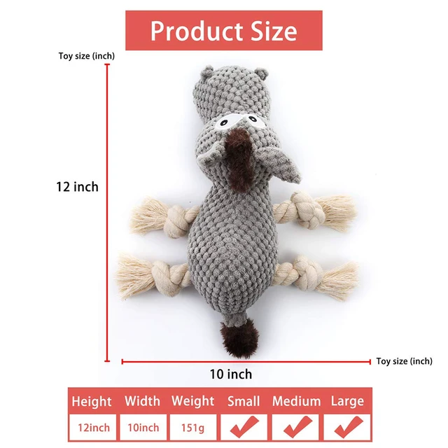 Alt view image 5 of 5 - Dog Toy, Large Dog Squeaky Toys, Stuffed Animal Dog Plush Toy for Puppy, Small, Middle, Large Dogs (Donkey(Grey))