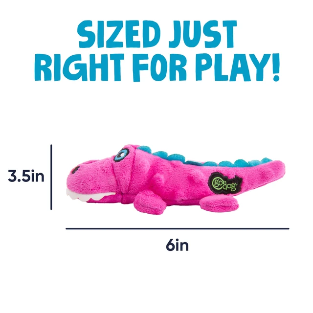 Alt view image 3 of 7 - Just For Me Gators Squeaky Plush Dog Toy, Chew Guard Technology - Pink, Mini