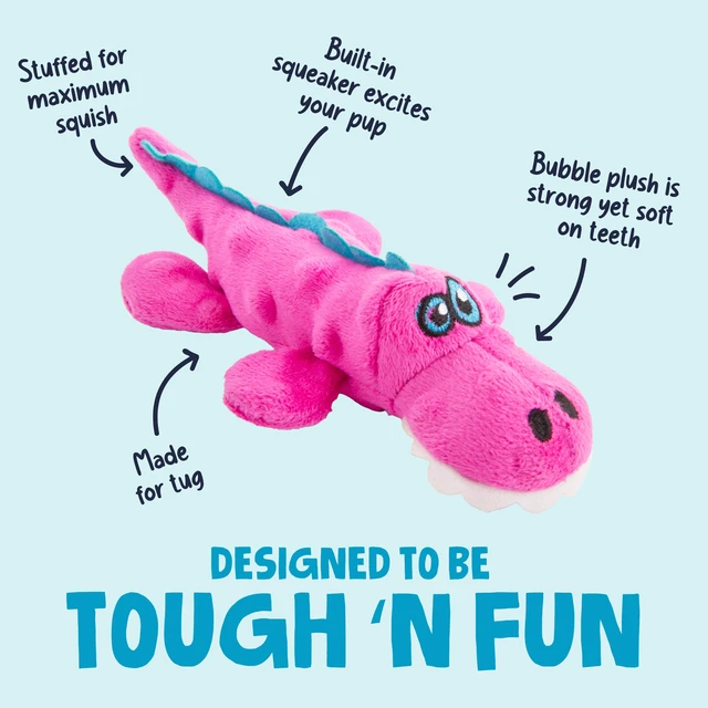 Alt view image 2 of 7 - Just For Me Gators Squeaky Plush Dog Toy, Chew Guard Technology - Pink, Mini