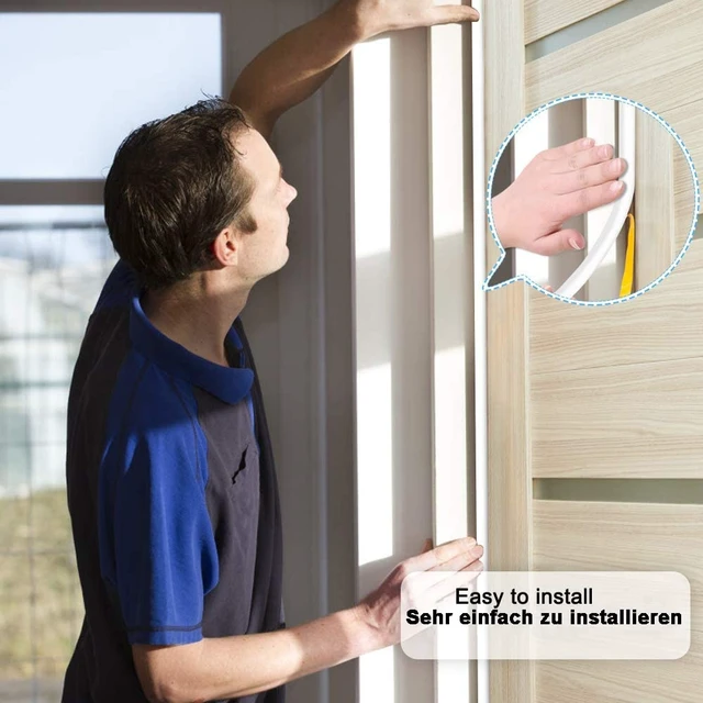 Alt view image 6 of 7 - Weather Stripping Door Seal Strip, 32.8Ft Windows Insulation Tape, White | Blocks Drafts, Noise, Soundproof, Collision Protection, Energy Save, Self-Adhesive, High Density, Multipulpose, Removable