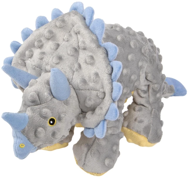 Main image of Dinos Frills Squeaky Plush Dog Toy with Chew Guard Technology, Durable Fabric & Squeaker for Active Play, Gray, Large