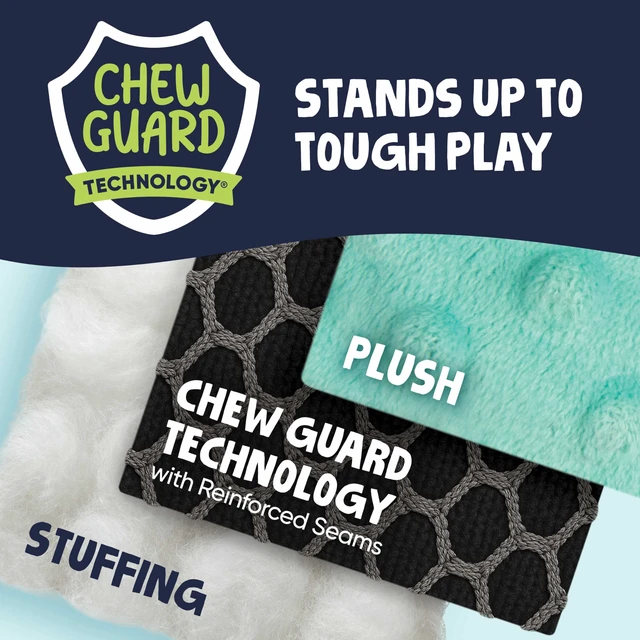 Alt view image 4 of 7 - Dinos Frills Squeaky Plush Dog Toy with Chew Guard Technology, Durable Fabric & Squeaker for Active Play, Gray, Large