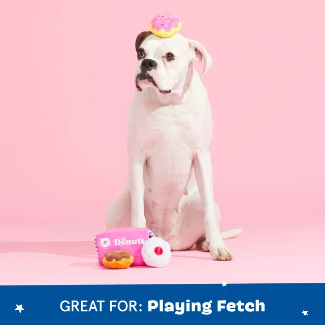 Alt view image 5 of 7 - Barker's Dozen Donuts 4-in-1 Interactive Plush Dog Toy | Squeaky Dog Toys with Crinkle Box - For Small Dogs and Puppies