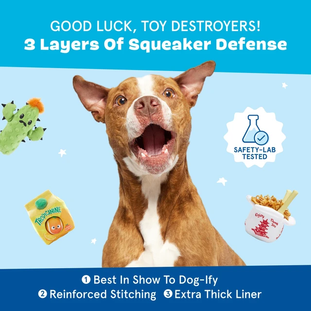 Alt view image 7 of 7 - Barker's Dozen Donuts 4-in-1 Interactive Plush Dog Toy | Squeaky Dog Toys with Crinkle Box - For Small Dogs and Puppies