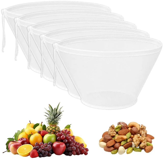 Main image of 5PCS Cheese Cloth Bag for Straining Reusable Nut Milk Bag | Nylon Cheese Cloth Filter Bag Cheesecloth Bag Bowl-shaped Squeeze Bags for Juice Soy Milk Dumpling Fillings Cheese Making
