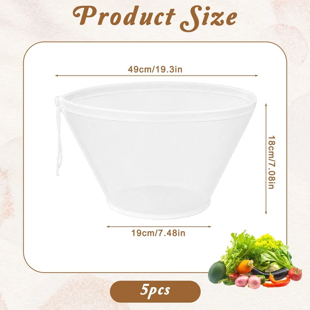 Alt view image 2 of 7 - 5PCS Cheese Cloth Bag for Straining Reusable Nut Milk Bag | Nylon Cheese Cloth Filter Bag Cheesecloth Bag Bowl-shaped Squeeze Bags for Juice Soy Milk Dumpling Fillings Cheese Making