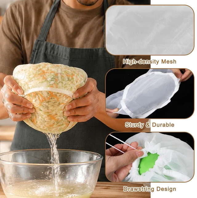 Alt view image 3 of 7 - 5PCS Cheese Cloth Bag for Straining Reusable Nut Milk Bag | Nylon Cheese Cloth Filter Bag Cheesecloth Bag Bowl-shaped Squeeze Bags for Juice Soy Milk Dumpling Fillings Cheese Making