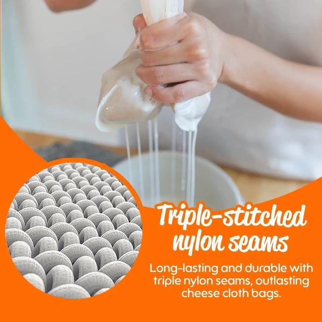 Alt view image 6 of 7 - Pro Quality Nut Milk Bag Big XL Commercial Food Grade Strong Durable Reusable Almond Milk Straining Bags & All Purpose Fine Mesh Nylon Cheesecloth Strainer Juicing-CheeseRecipes & Vids