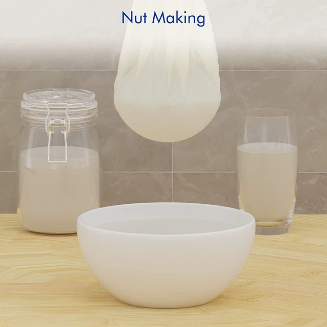 Alt view image 3 of 6 - 3 PCS Reusable Cheesecloth Bag & Nut Milk Bags, Grade 100, 14x14 Inch Hemmed Cheese Cloth for Straining Craft, 100% Cotton Unbleached Cloth Strainer for Cooking, Baking, Juicing, Cheese Making