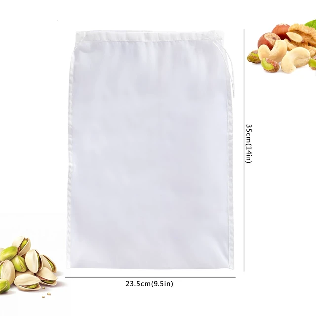 Alt view image 2 of 7 - 3 Pack Nut Milk Bag, Nylon Cheese Cloth Bag for Straining, 9.5"x14" | Reusable Strainer, Food-Grade, Fine Mesh, for Cold Brew Coffee, Greek Yogurt, Tea and Juice