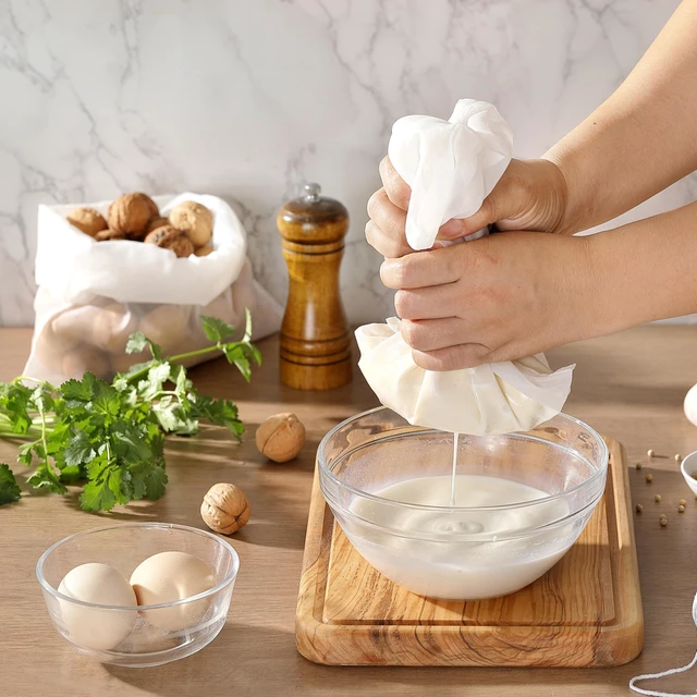 Alt view image 5 of 7 - 3 Pack Nut Milk Bag, Nylon Cheese Cloth Bag for Straining, 9.5"x14" | Reusable Strainer, Food-Grade, Fine Mesh, for Cold Brew Coffee, Greek Yogurt, Tea and Juice