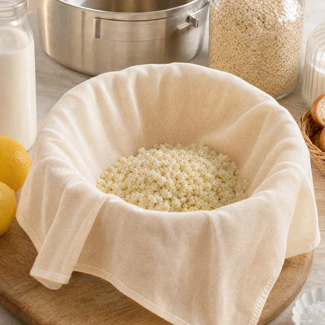 Alt view image 5 of 7 - Grade 100 Cheesecloth for Straining, 15 Pack Unbleached Cotton Cloths | Precut with hemmed edges, reusable 56 x 42 weave, 10 pcs 20 x 20 + 5 pcs 15 x 15 for yogurt, cheese and nut milk
