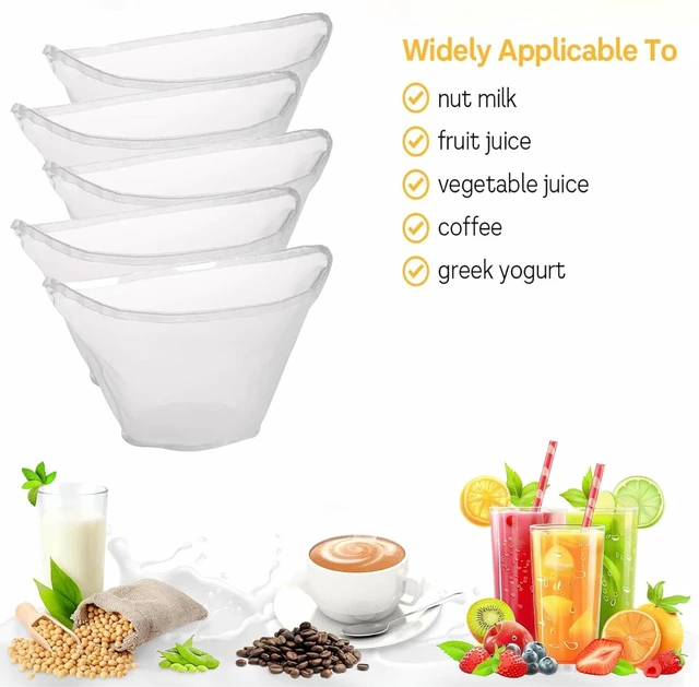 Alt view image 2 of 7 - 5PCS Cheese Cloth Bags for Straining, Bowl-shaped reusable nylon cheese cloth filter bag, fine mesh multi-purpose food filter bag, suitable for nut milk, juice, soy milk, dumpling fillings. (Large)