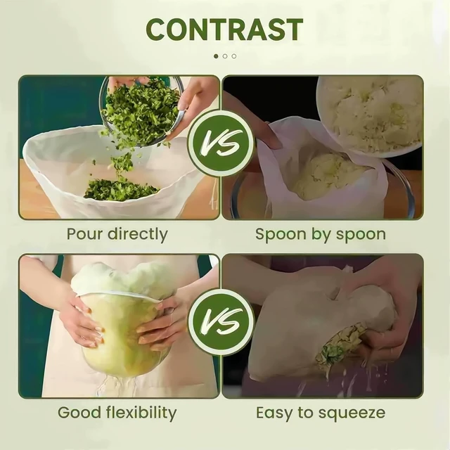 Alt view image 6 of 7 - 5PCS Cheese Cloth Bags for Straining, Bowl-shaped reusable nylon cheese cloth filter bag, fine mesh multi-purpose food filter bag, suitable for nut milk, juice, soy milk, dumpling fillings. (Large)