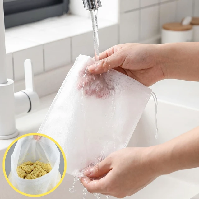 Alt view image 5 of 7 - 50 Pack Nylon Straining Nut Milk Bag 11.7" x 7.8" Fine Mesh Food Strainer Filter Cheese Cloth Bags for Nut Milk Juice Yogurt Cold Brew Tea Coffee Home Brewing