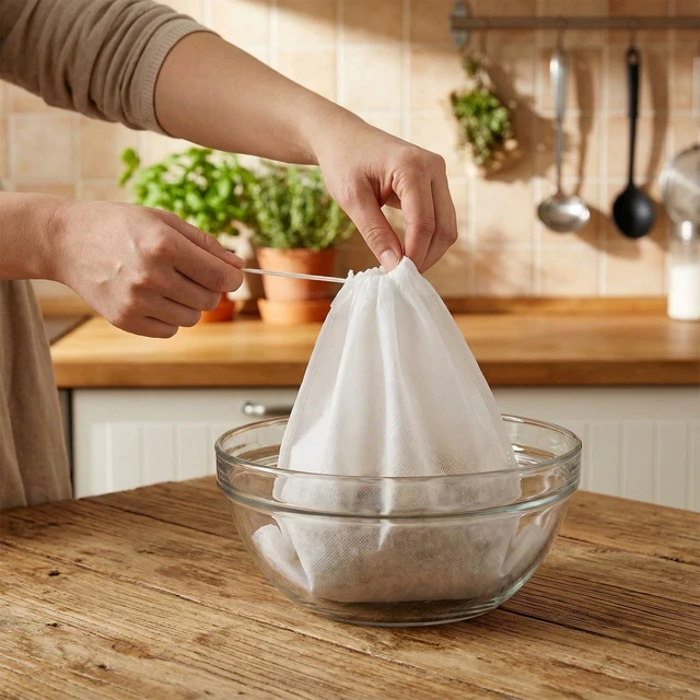 Alt view image 6 of 7 - 50 Pack Nylon Straining Nut Milk Bag 11.7" x 7.8" Fine Mesh Food Strainer Filter Cheese Cloth Bags for Nut Milk Juice Yogurt Cold Brew Tea Coffee Home Brewing