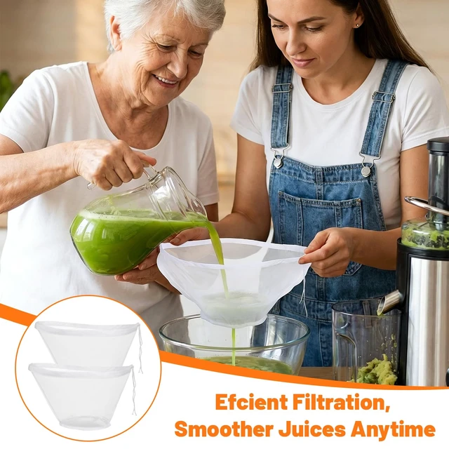 Alt view image 3 of 7 - 5 Pcs Cheese Cloth Bags For Straining, Fine Mesh Nylon Filter Bags Juice Strainer, Bowl-Shaped Reusable For Nut Milk, Dumpling Fillings, Juice, Cooking And Cheese Making