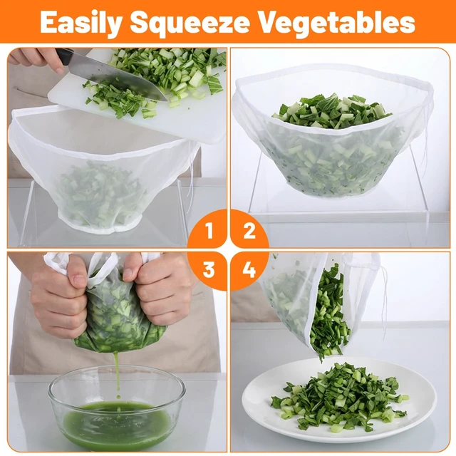 Alt view image 4 of 7 - 5 Pcs Cheese Cloth Bags For Straining, Fine Mesh Nylon Filter Bags Juice Strainer, Bowl-Shaped Reusable For Nut Milk, Dumpling Fillings, Juice, Cooking And Cheese Making