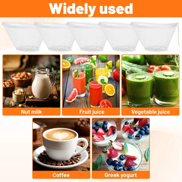 Alt view image 7 of 7 - 5 Pcs Cheese Cloth Bags For Straining, Fine Mesh Nylon Filter Bags Juice Strainer, Bowl-Shaped Reusable For Nut Milk, Dumpling Fillings, Juice, Cooking And Cheese Making