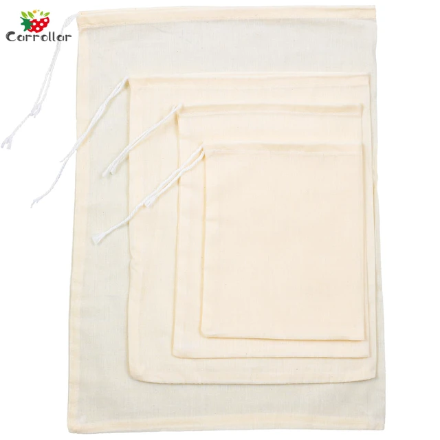 Alt view image 2 of 7 - 4Pack Nut Milk Bags,4 Sizes Unbleached Cotton Cheesecloth Bags,Food Strainer Bags,Reusable Muslin Strainer Bags for Yogurt,Juice,Wine,Cheese making(5x6.3"/6x8"/8x10"/10x14")