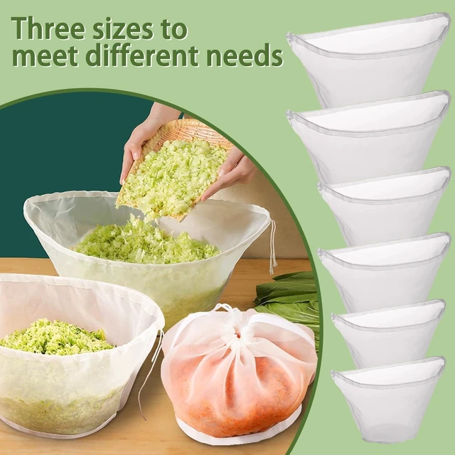 Alt view image 2 of 7 - 6 Pack Reusable Nylon Mesh Strainer Bags, Bowl-shaped reusable nylon cheese cloth filter bag, fine mesh multi-purpose food filter, suitable for vegetable, nut milk, juice, soy milk