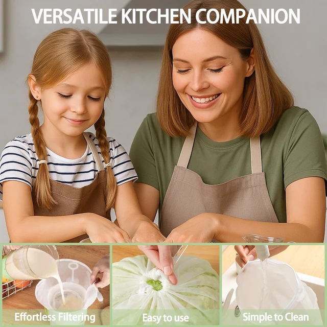 Alt view image 5 of 7 - 6 Pack Reusable Nylon Mesh Strainer Bags, Bowl-shaped reusable nylon cheese cloth filter bag, fine mesh multi-purpose food filter, suitable for vegetable, nut milk, juice, soy milk