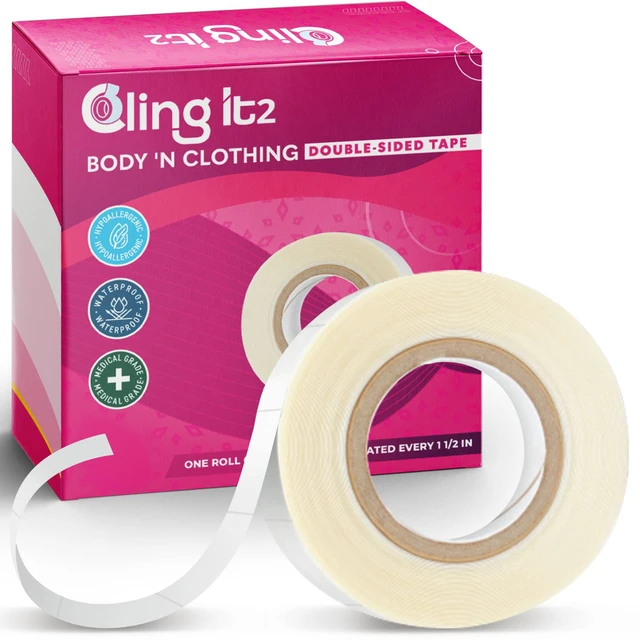 Main image of Fashion Clothing Tape Double Sided for Clothes, Fabric, Body, Dress | Clear Perforated Roll Cut to Any Length for Hem, Bra Strap, Neckline, Strong All Day Hold, No Residue, Waterproof for Women