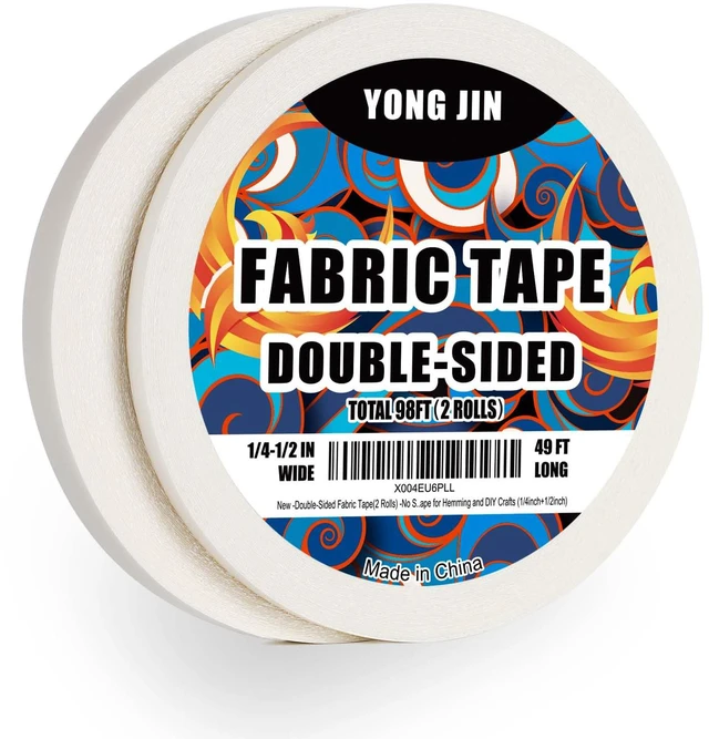 Main image of Double-Sided Fabric Tape,Hem Tape No Sew No Iron,1/4"+1/2" (2 Rolls) | No Sewing or Ironing Required, Quick Clothing Repairs, Fabric Bonding, For Hemming and DIY Crafts