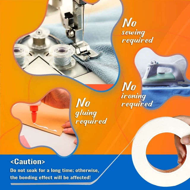 Alt view image 4 of 7 - Double-Sided Fabric Tape,Hem Tape No Sew No Iron,1/4"+1/2" (2 Rolls) | No Sewing or Ironing Required, Quick Clothing Repairs, Fabric Bonding, For Hemming and DIY Crafts