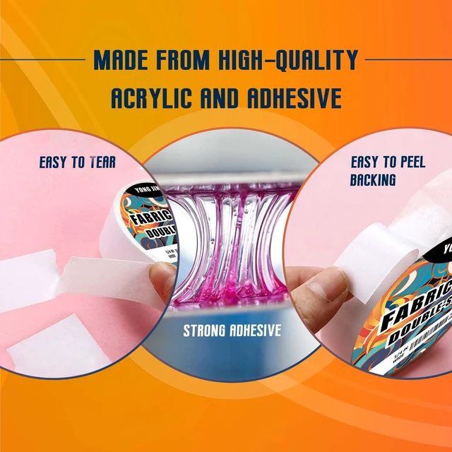 Alt view image 5 of 7 - Double-Sided Fabric Tape,Hem Tape No Sew No Iron,1/4"+1/2" (2 Rolls) | No Sewing or Ironing Required, Quick Clothing Repairs, Fabric Bonding, For Hemming and DIY Crafts
