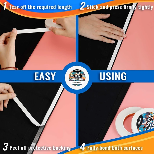 Alt view image 7 of 7 - Double-Sided Fabric Tape,Hem Tape No Sew No Iron,1/4"+1/2" (2 Rolls) | No Sewing or Ironing Required, Quick Clothing Repairs, Fabric Bonding, For Hemming and DIY Crafts