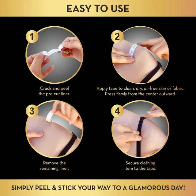 Alt view image 4 of 7 - Fashion Clothing Tape - (100 Strips) for Body and Clothes | Double Sided Clear Tape for All Skin Shades