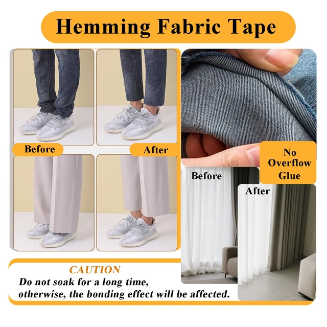 Alt view image 3 of 7 - Double Sided Tape for Clothes, 1/2 Inch x 40 FT, Hem Tape for Pants | Hemming Tape, No Sewing, No Ironing, Strong Adhesive, For Pants Dress Curtains Jeans Clothing Fabric Arts