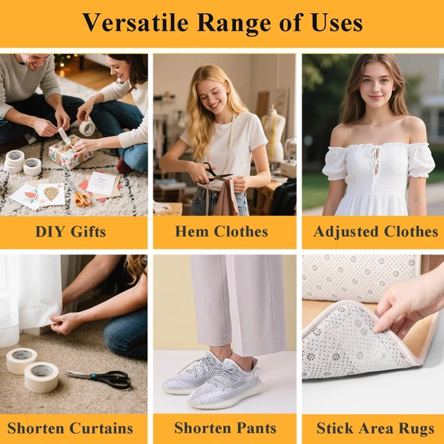Alt view image 7 of 7 - Double Sided Tape for Clothes, 1/2 Inch x 40 FT, Hem Tape for Pants | Hemming Tape, No Sewing, No Ironing, Strong Adhesive, For Pants Dress Curtains Jeans Clothing Fabric Arts