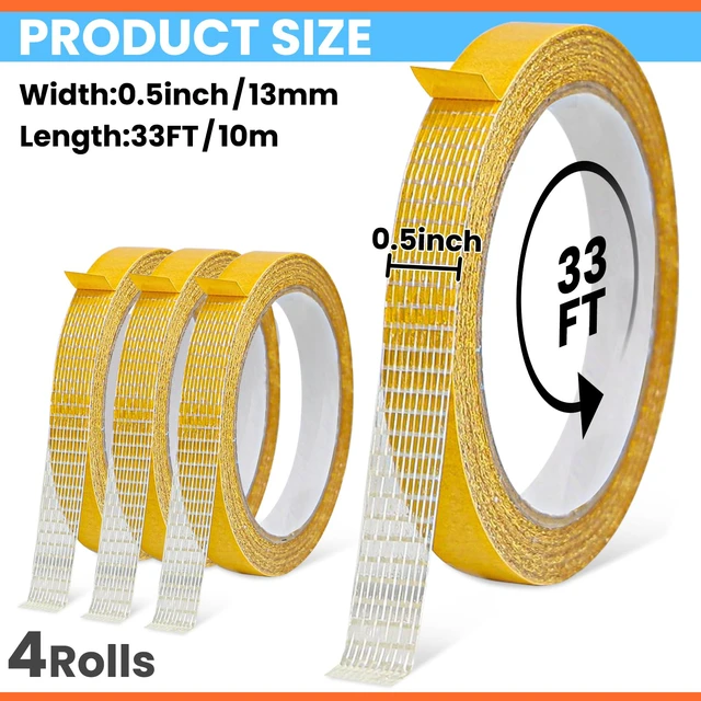 Alt view image 2 of 7 - Double Sided Tape for Hemming Pants, Clothes, Jeans,Curtains, Fabric Tape | No Sewing or Ironing, High Adhesive Sticky, 0.5 in x 33FT/10m x 4Rolls, Heavy Duty
