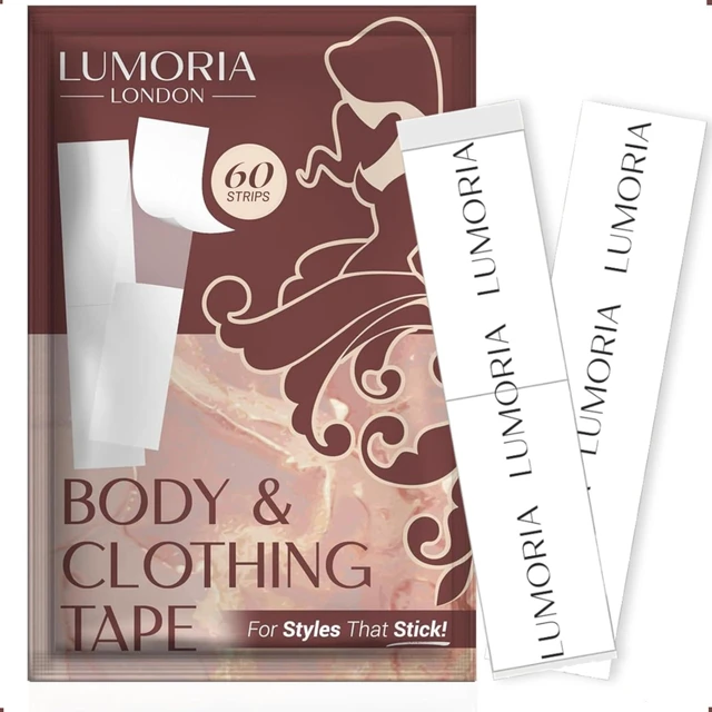 Main image of Double Sided Body for Clothes (60 Pack) - Fashion & Fabric Adhesive, Perfect for Dress or Hem Support, Clear Body Tape for Skin, No-Residue & Strong Hold