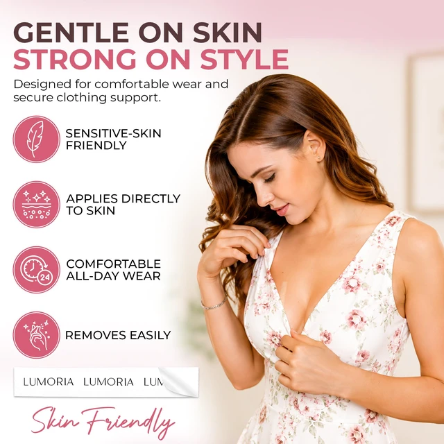 Alt view image 2 of 7 - Double Sided Body for Clothes (60 Pack) - Fashion & Fabric Adhesive, Perfect for Dress or Hem Support, Clear Body Tape for Skin, No-Residue & Strong Hold